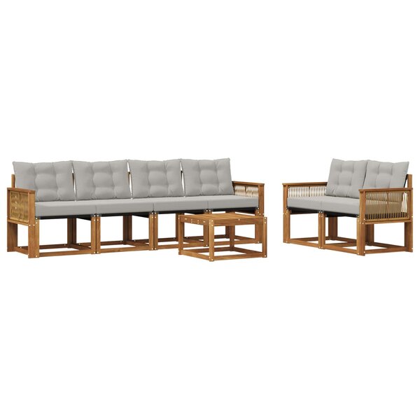 vidaXL Ensemble de canapés d'extérieur 7 pc Naturel et gris clair