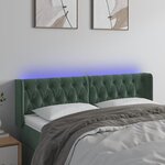 vidaXL Tête de lit à LED Vert foncé 147x16x78/88 cm Velours