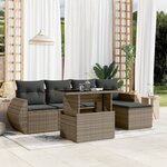 vidaXL Salon de jardin 6 Pièces avec coussins gris résine tressée