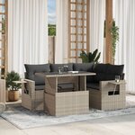 vidaXL Salon de jardin 5 Pièces avec coussins gris clair résine tressée