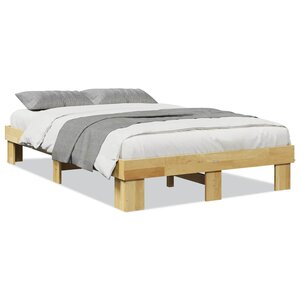 vidaXL Cadre de lit sans matelas 120x190 cm bois massif de chêne
