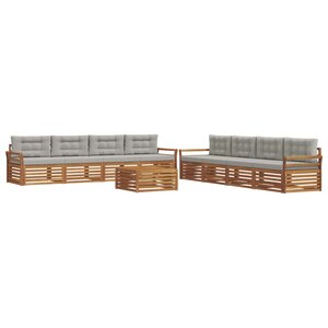 vidaXL Ensemble de canapés d'extérieur 9 pc Gris Naturel et Clair