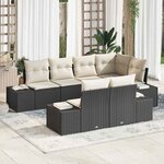 vidaXL Ensemble de canapé de jardin avec coussin 7 Pièces Noir et Crème
