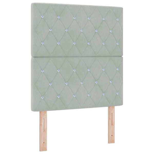 vidaXL Tête de lit en velours gris clair avec des boutons en cristal  80 cm