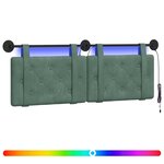 vidaXL Tête de lit suspendue Avec lumière LED Vert Mer Velours
