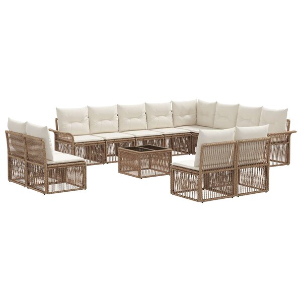 vidaXL Ensemble de canapé de jardin 13 Pièces Beige polyrotin