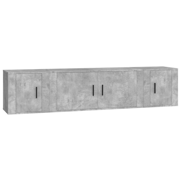 vidaXL Ensemble de meubles TV 3 Pièces Gris béton Bois d'ingénierie
