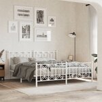 vidaXL Cadre de lit métal avec tête de lit/pied de lit blanc 183x213cm