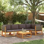vidaXL Salon de jardin avec coussins 6 Pièces bois d'acacia solide