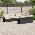 vidaXL Salon de jardin 10 Pièces avec coussins noir résine tressée