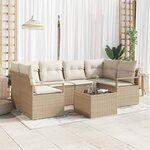 vidaXL Ensemble de canapé de jardin 7 Pièces Beige  Crème 55 x 55 x 37 cm