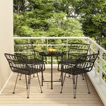 vidaXL Ensemble à manger de jardin 5 Pièces Noir Résine tressée