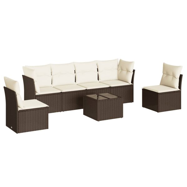 vidaXL Salon de jardin avec coussins 7 Pièces marron résine tressée