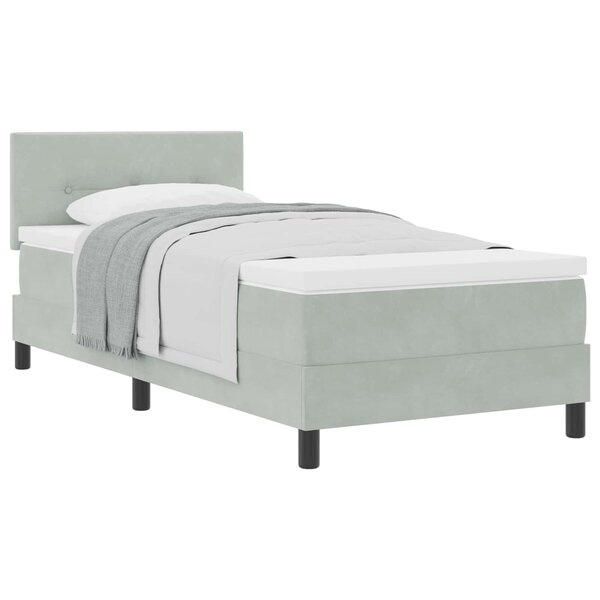 vidaXL Lit à ressorts avec tête de lit Gris clair 90 x 190 cm Velours