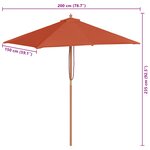 vidaXL Parasol d'extérieur avec mât en bois 150x200 cm Terre cuite