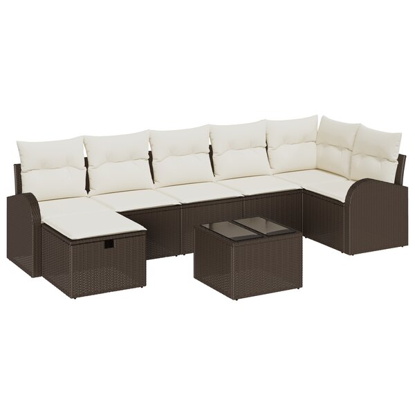 vidaXL Ensemble de Canapé de Jardin 8 Pièces avec Coussins Marron Rattan Poly
