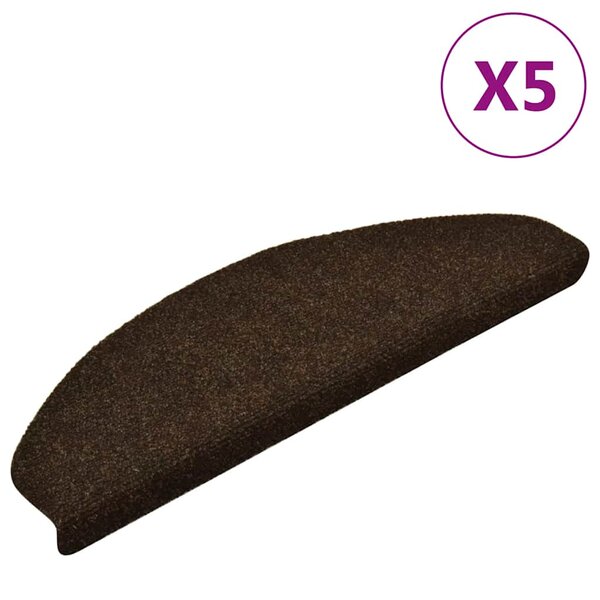 vidaXL Tapis autoadhésifs de marches 5 Pièces Marron 65x21x4cm Aiguilleté