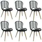 vidaXL Chaises à manger lot de 6 noir rotin naturel