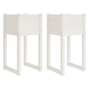 vidaXL Jardinières 2 Pièces Blanc 40x40x81 cm Bois massif de pin