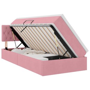 vidaXL Lit de Rangement avec tête de lit Rose 90 x 190 cm Velours