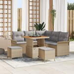 Ensemble de sofas de jardin de 8 pièces avec coussins en rotin poly beige