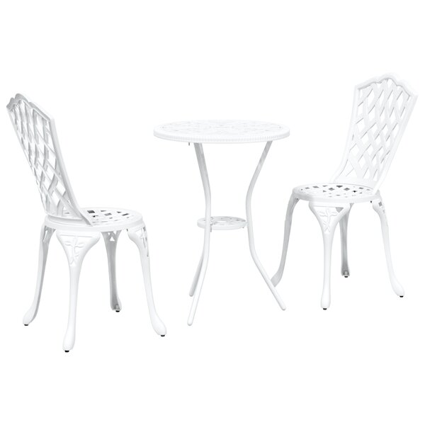 Set de bistro jardin 3 pièces vidaXL en alu blanc