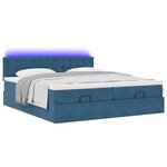vidaXL Cadre de lit ottoman avec matelas bleu foncé 200x200 cm velours