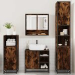 vidaXL Ensemble meubles salle de bain 4 Pièces chêne fumé bois ingénierie