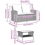 vidaXL Canapé de jardin 2 places coussins table marron résine tressée