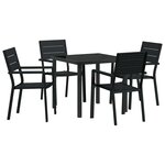 vidaXL Ensemble de salle à manger pour jardin 5 Pièces Noir