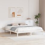 vidaXL Cadre de lit avec tables de chevet Blanc Blanc