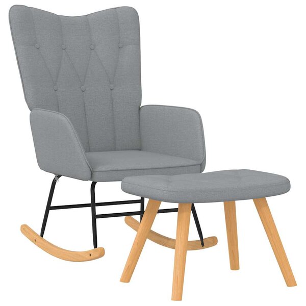 vidaXL Chaise à bascule avec tabouret Gris clair Tissu