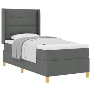 vidaXL Lit à ressorts avec matelas Gris foncé 80 x 200 cm tissu