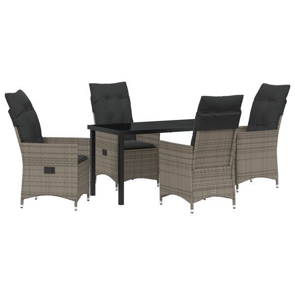 vidaXL Ensemble de jardin 5 pièces avec coussins en poly rattan gris