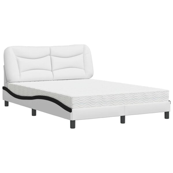 vidaXL Lit avec matelas blanc et noir 140x190 cm similicuir