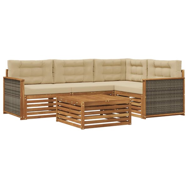 vidaXL Ensemble de canapés d'extérieur 5 pc Naturel et Beige