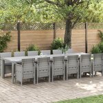 Ensemble de Salle à Manger de Jardin 13 Pièces avec Coussins en Rotin Synthétique Gris Clair
