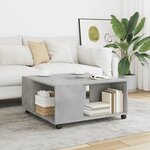 vidaXL Table basse gris béton 80x80x40 cm bois d'ingénierie