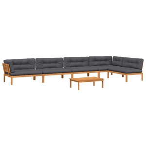 vidaXL Salon palette de jardin avec coussins 6Pièces bois d'acacia massif