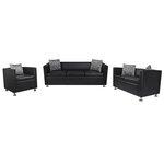 vidaXL Jeu de canapé à 2 places et à 3 places et fauteuil Noir