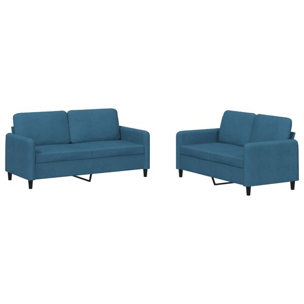 vidaXL Ensemble de canapés 2 Pièces bleu velours