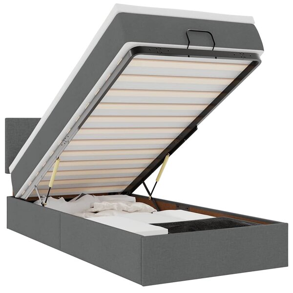 vidaXL Cadre de lit ottoman avec matelas gris foncé 80x200 cm tissu