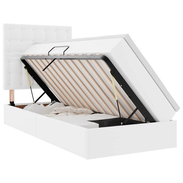 vidaXL Lit de Rangement Blanc pur 100 x 200 cm Cuir synthétique
