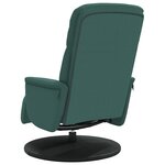 vidaXL Fauteuil inclinable avec repose-pied vert foncé velours