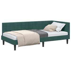 vidaXL Cadre de lit d'angle Vert foncé 90 x 190 cm Velours