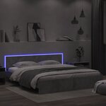 vidaXL Cadre de lit avec LED sans matelas gris béton 180x200 cm