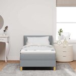 vidaXL Lit à ressorts avec matelas Gris clair 200 x 100 cm Polyester