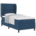 vidaXL Lit Box Spring avec Matelas Bleu 90x200 cm en Tissu