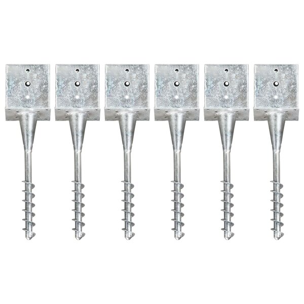 vidaXL Piquets au sol 6 Pièces Argenté 14x14x58 cm Acier galvanisé