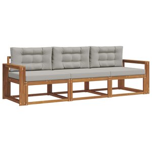 vidaXL Ensemble de canapés d'extérieur 3 pc Gris Naturel et Clair